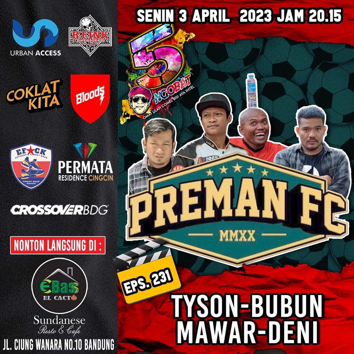 CoklatKita's tweet photo. Preman bukan sembarang preman. Preman FC ini adalah kesebelasan dimana jumlahnya belum tentu ada sebelas apalagi dua belas.

Saksikan di youtube Budi Dalton Ngobat Official jam 8 malam ini.

#CoklatKita
#Ngobat https://t.co/WBBcDG6xTV