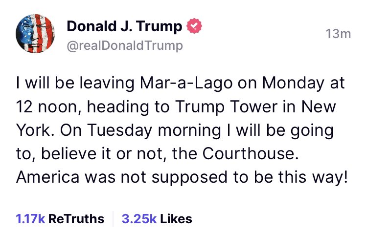 alx's tweet photo. Donald Trump on Truth Social: https://t.co/F0VFdwPChI