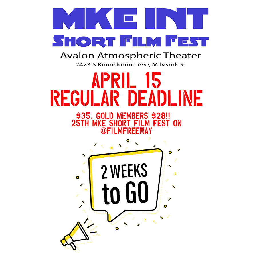 MKEshortfest's tweet photo. Regular Deadline is April 15! Find us on
@filmfreeway
https://t.co/ejD63fclo2…
#filmfestival #shortfilms #filmtwitter #msff23 #film #filmmaking #filmmakersnews #indiefilmmaker #diversity #festival #filmfest #shortfilms #femalefilmmakers #filmmakersofcolor #submityourwork https://t.co/AXy0ZoUgBV