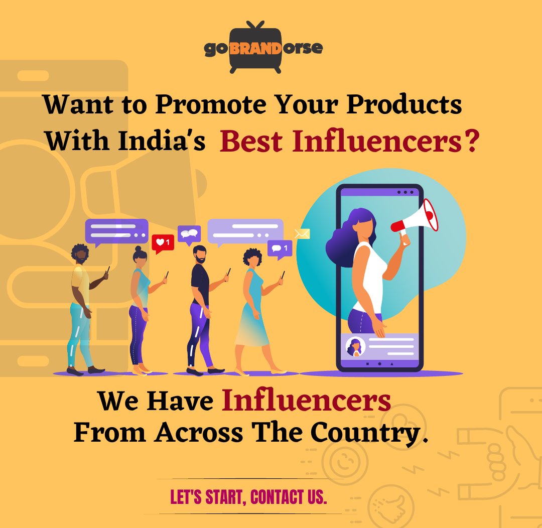 GoBrandorse's tweet photo. want to promote your products with India's best influencers? 📈💡 

Let's contact us! 

.
. 

#gobrandorse #influencermarketing #marketingtips #promotions #brandingagency #brandpromoter #socialmediamarketing https://t.co/RRqVfbFf6p