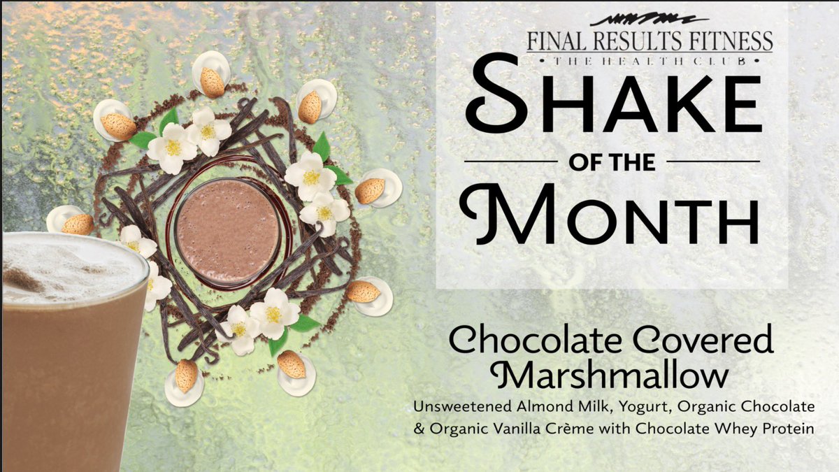 finalresultsfit's tweet photo. Shake of the Month… the Chocolate Covered Marshmallow.  Almond milk, yogurt, organic vanilla crème, organic chocolate, and chocolate whey!   Open to the public. Call ahead for take out. 610.367.6611. https://t.co/EbQHNyTiFW