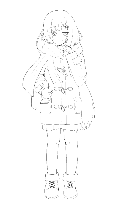 これは冬湊音ちゃんの線画。塗ってもいいですよ? 