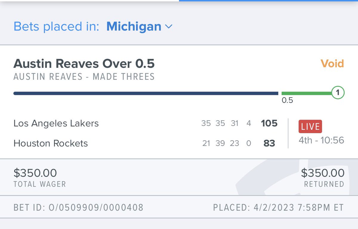 SirChrisJackson's tweet photo. @FanDuel_Support I think my bet was graded incorrectly. This says it’s been voided. https://t.co/ZMQlRKvIfL