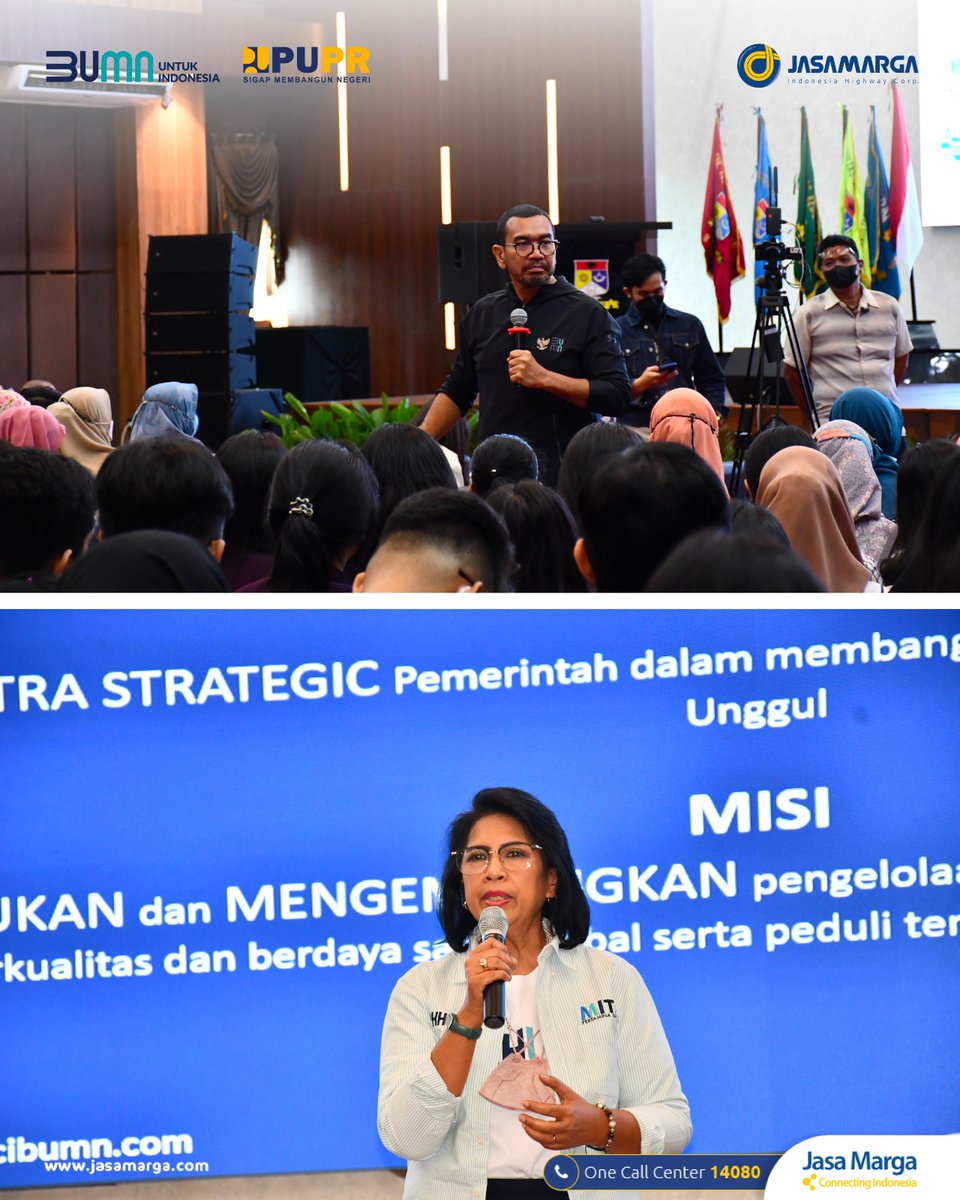 bumntangerang3's tweet photo. Kementerian BUMN bersama Jasa Marga sukses menyelenggaraan kegiatan BUMN Goes To Campus di Universitas Prima Indonesia (UNPRI), Medan, pada Senin 30 Januari 2023.

#JSMRDukungBUMNGoesToCampus https://t.co/Fy6AK90lOX