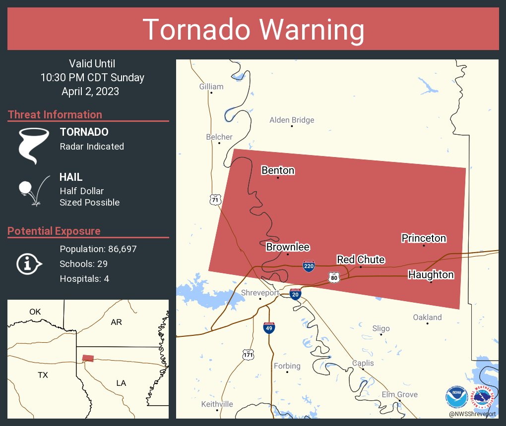 NWS Tornado on Twitter "Tornado Warning continues for Red Chute LA