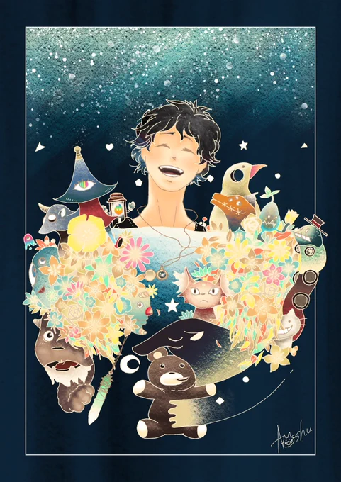 【夜のともだち】#イラスト #illust #詩 