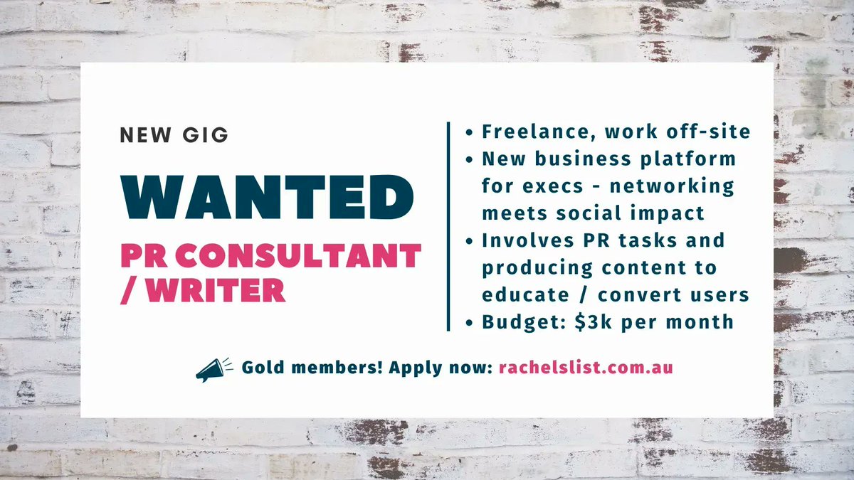 RachelsList's tweet photo. RE-POST: Freelance senior PR / writer wanted for Tinder-for-business style platform (OFF-SITE) https://t.co/agkCFjT1uH #prwork #writingwork https://t.co/djXFI9f19K