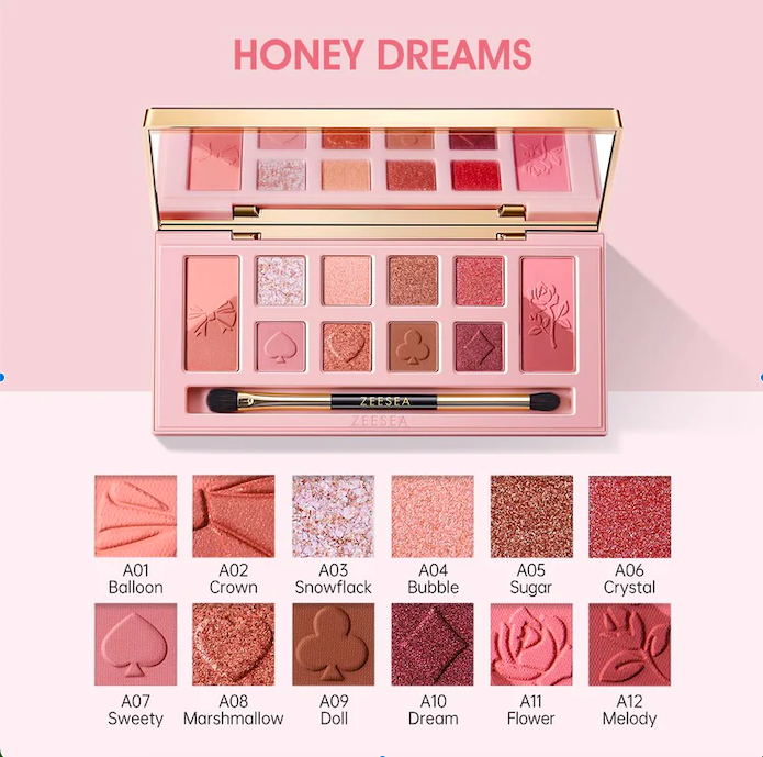 Zeeseaaus's tweet photo. ZEESEA Honey Dream 12-Color Eyeshadow Palette
J03 Honey Dreams

🥰12 shades of soft mattes and starry-like shimmers.
This is a palette to create all the pink-tone looks！
A two-headed brush is included in the palette for easy application. https://t.co/zA7HWYwQpm