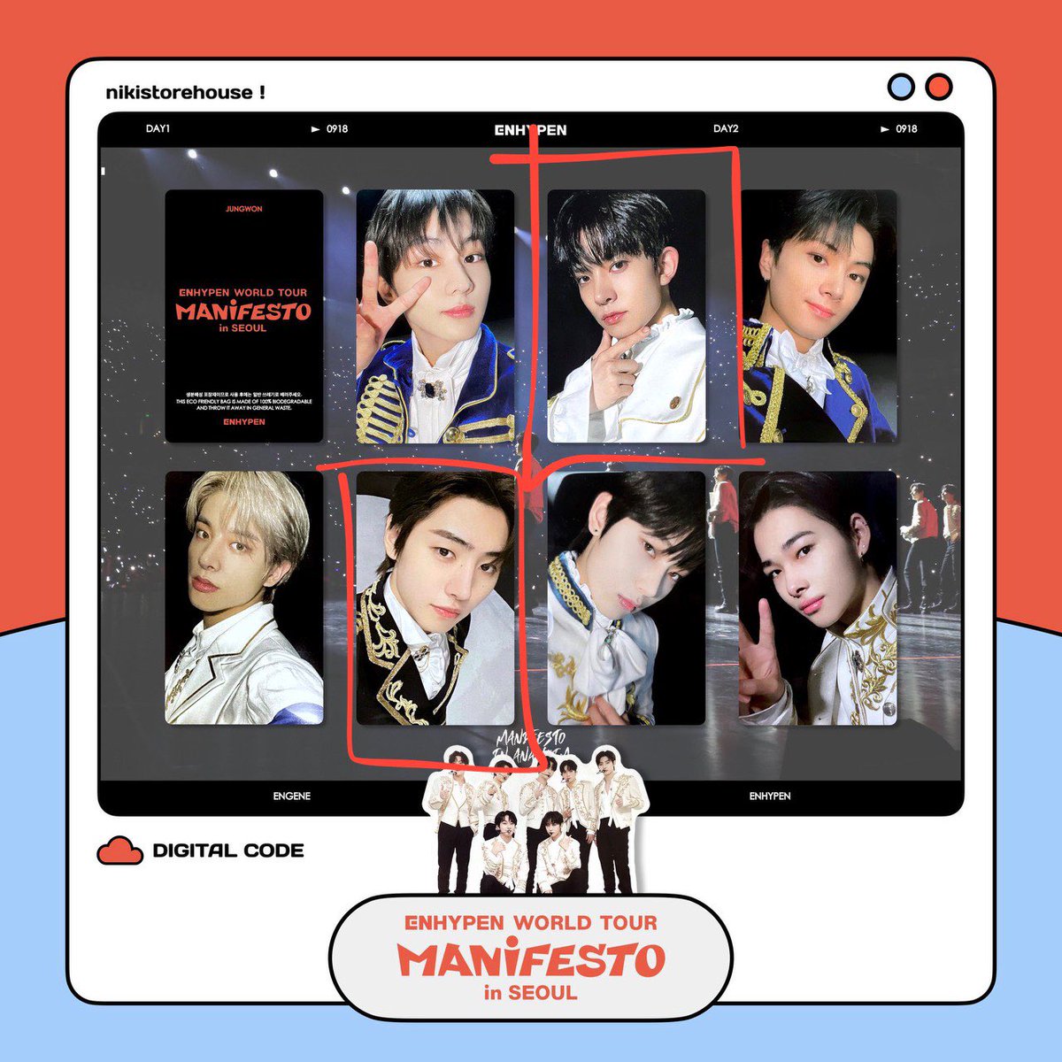 WTT ENHYPEN MANIFESTO DIGITAL CODE RANDOM PC 

Have : Heeseung Digicode
Want : Sunghoon Digicode

#pasarENHYPEN
