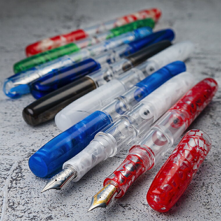 【PBS24】【PENBBS】新作 透明軸万年筆 アイドロップ式 全6種 ローラー万年筆 ペン先付属 FニブとMニブ2サイズのニブを装着 No.469【即納 宅配便・ミニゆうパケット対応 アクリル デモンストレーター 緑 青 ブルー】 [楽天] a.r10.to/huGvqT #rakuafl