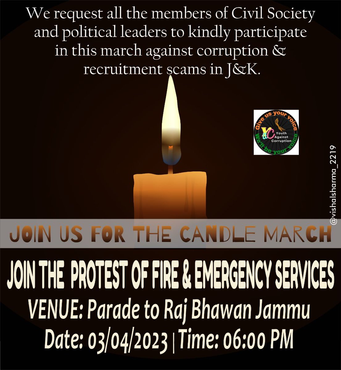 Request to  Everyone to join the candle march with Fire and Emergency Aspirants 🇮🇳 @vinkal_yac