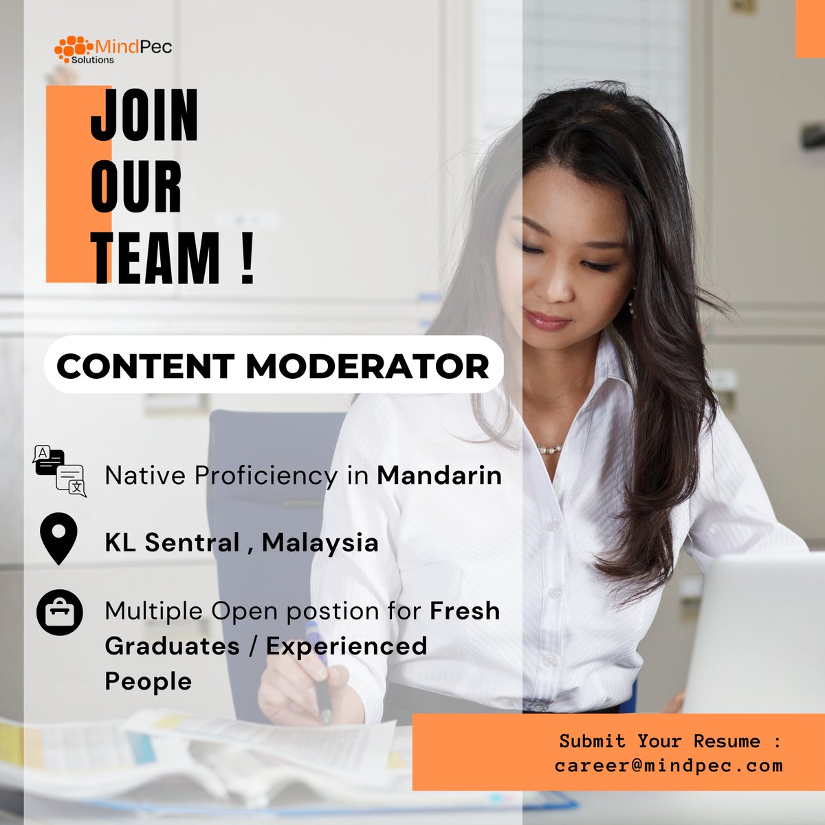MindPecSolution's tweet photo. Content Moderator
Native Proficiency in #mandarin
Location : KL Sentral , #Malaysia
Send your CV to: career@mindpec.com
#hiring #malaysia #mandarin #mandarinspeaker #mandarinchinese #content #contentmoderator #contentmoderation https://t.co/8Fcaa4nuBL