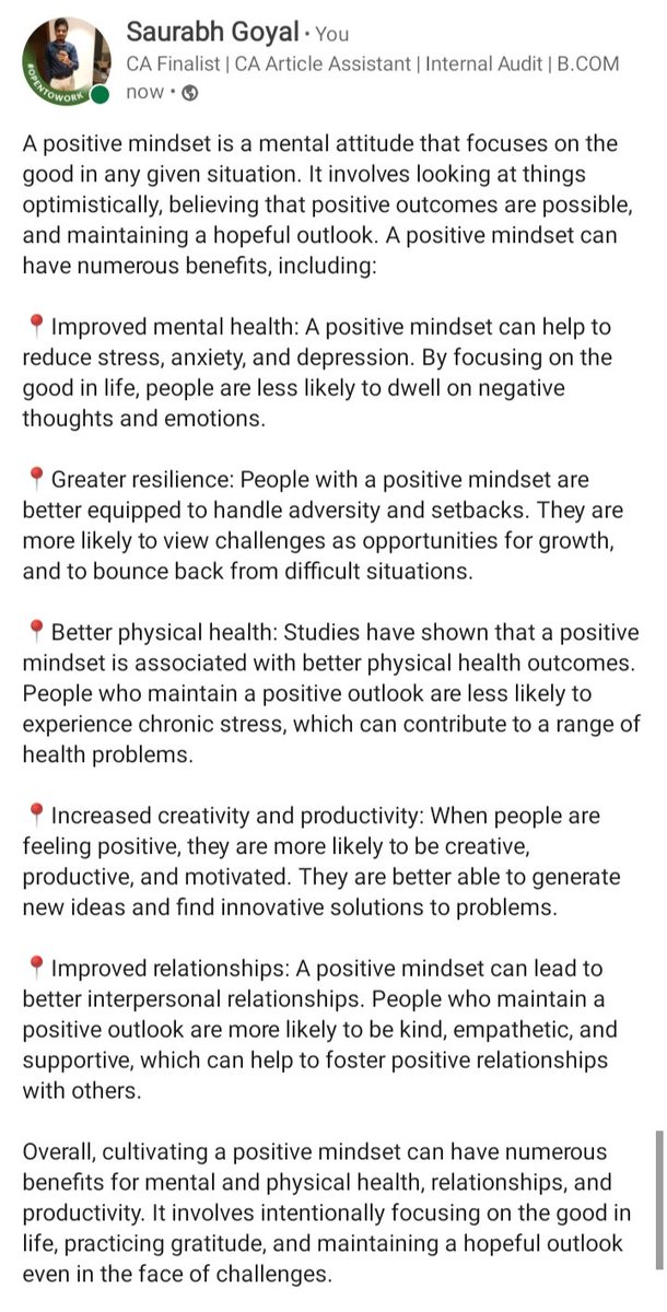 saurabhgoyal199's tweet image. Why we need to have a positive mindset
Give your some minutes to read this post

#Mindset #positivity #Growth #Like #Tweets