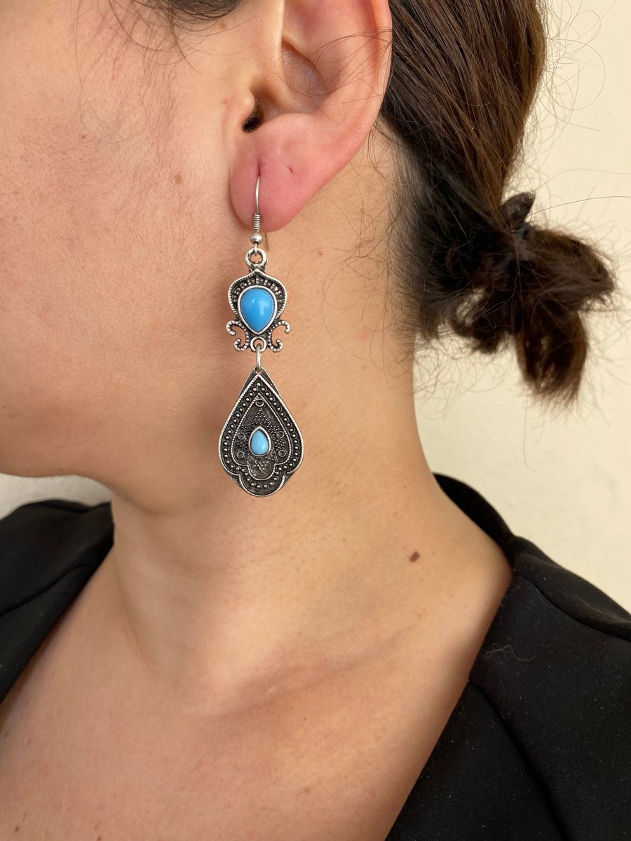 Excited to share the latest addition to my #etsy shop: Turquoise Earing Blue Stone Earing Turkmen Jewelry Mother's Day Gift etsy.me/3ZGRQ1b #yes #agate #brass #earwire #recycledmetal #turquoiseearings #bluestoneearings #aqualityturquoise #tibetturquoise