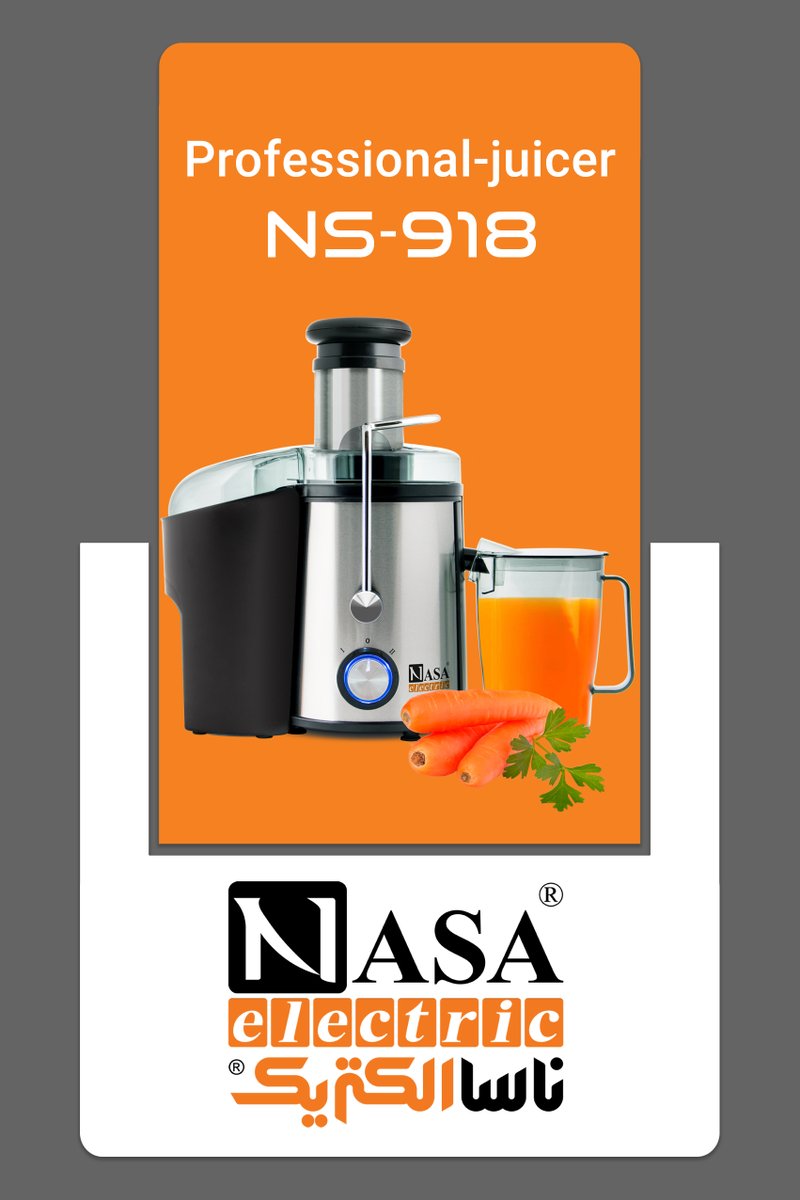 آبمیوه گیری تک کاره ناسا الکتریک NS-918 
حداکثر توان مصرفی 800 وات
پارچ آبمیوه پلاستیکی با ظرفیت 1.1 لیتر
 مخزن تفاله پلاستیکی با ظرفیت 2 لیتر 
بدنه از جنس استیل ضد زنگ و پلاستیک ABS  کسب اطلاع بیشتر به وبسایت مراجعه کنید
  nasa-electric.com/juicer/juicer-…