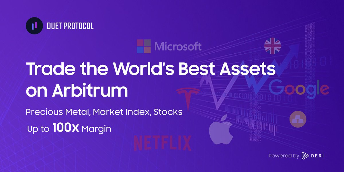 duetprotocol's tweet photo. #Duet Pro is online NOW 🥳
Trade the world’s best #assets with at most 100x #leverage 🪙💶 📊

Missed @GMX_IO and @gains_trade? 
Don't miss this #GEM too!  💰💯🚀

Try today at:
⏩https://t.co/xU0qKRSW7H⏪

Learn more in the #thread below 🧵👇
#DeFi #DEX #crypto #derivatives https://t.co/qJO18ULOdX