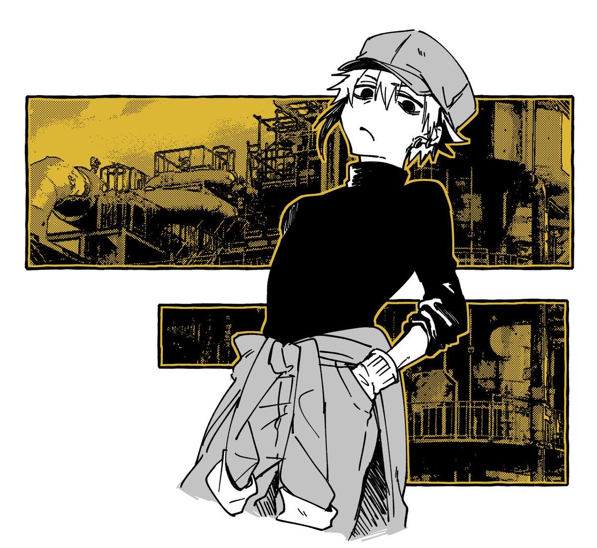 ひさしぶりに工場長描いたよ。（あとジト目っ子が描きたかった https://t.co/O86fPLy2HP