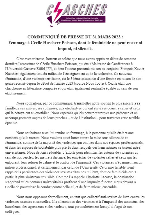 clasches's tweet photo. COMMUNIQUE DE PRESSE // Femmage à Cécile Hussherr-Poisson, dont le féminicide ne peut rester ni impuni, ni silencié.
📷 À retrouver également sur https://t.co/EhOtdKnppH https://t.co/hHRPGUt25X