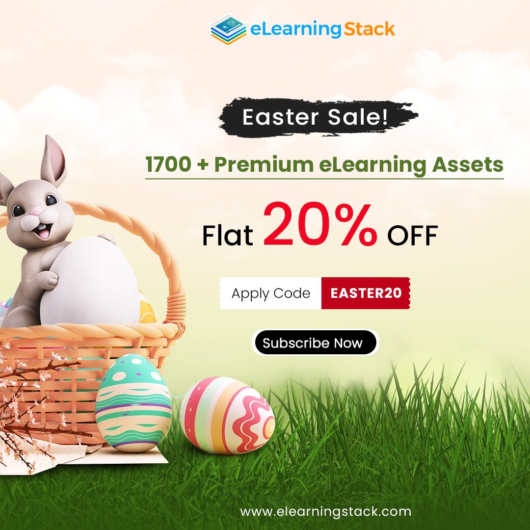 😍The #EasterSale is Live Now

Apply code - EASTER20 and Get 20% off on all eLearning assets.✨

Hurry up!! Go to elearningstack.com to avail this offer🤩

#eastersale2023 #saleison #storylinetemplate #elearningtemplate #articulatestoryline 
#20percentoff #sale #sale20off