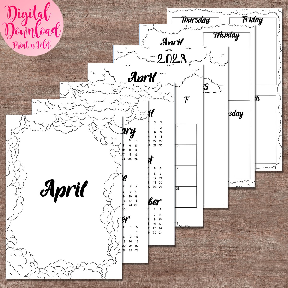 April has begun

etsy.me/3nI1x2t 

#monthly #diarypages #journalpages #calendars #tracking #logs #printable #journaling #april #clouds #dreaming #trackers #moodtracker #spendingtracker