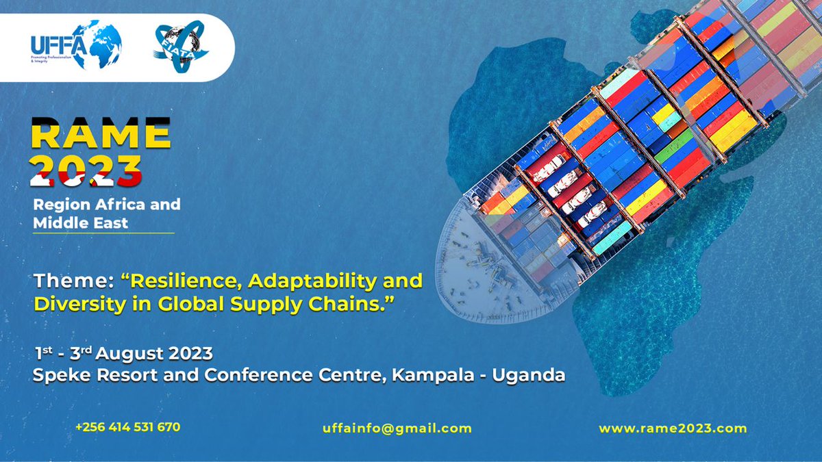 #RAME2023 organised in partnership with <a href="/fiatafederation/">FIATA</a> <a href="/FEAFFA/">FEAFFA</a> is another opportunity for building capacity. 
For more information on RAME2023, visit ugandafreightforwarders.com, rame2023.com or contact us on booking@rame2023.com