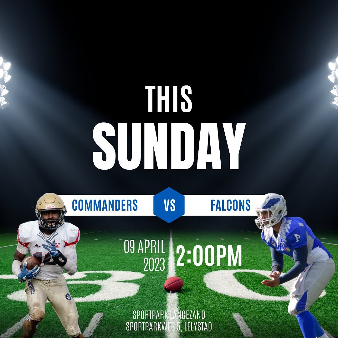 Op eerste paasdag nemen we het op tegen de commanders in Lelystad. De wedstrijd begint om 14 uur. Dus wil je na de paasbrunch genieten van een spannende wedstrijd? Be there!

#afbn #arnhemfalcons #eredivisie #lelystadcommanders #americanfootball #arnhem #sport #gohardorgohome