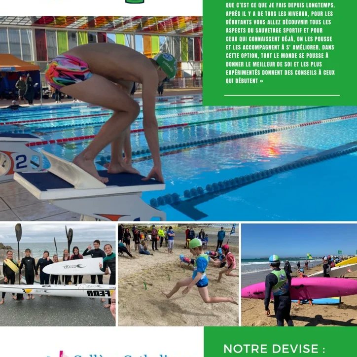 OPTION SAUVETAGE SPORTIF ANNEE SCOLAIRE 2023-4 : compatible avec la LV2 ainsi qu'avec l'option LATIN mais pas avec les autres options facultatives. Avec l'ASCE, notre partenaire, nous vous prions de bien vouloir trouver le descriptif de cette option toute récente à Sainte-Marie !