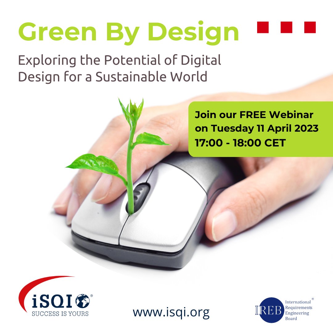 iSQICert's tweet image. Only one week until our webinar on sustainable #DigitalDesign on April 11!  Discuss trends and developments in the sustainable future of the tech industry with experts from IREB! 

Register now for free 👉 bit.ly/40PRvua

#DigitalSustainability #GreenIT #successisyours