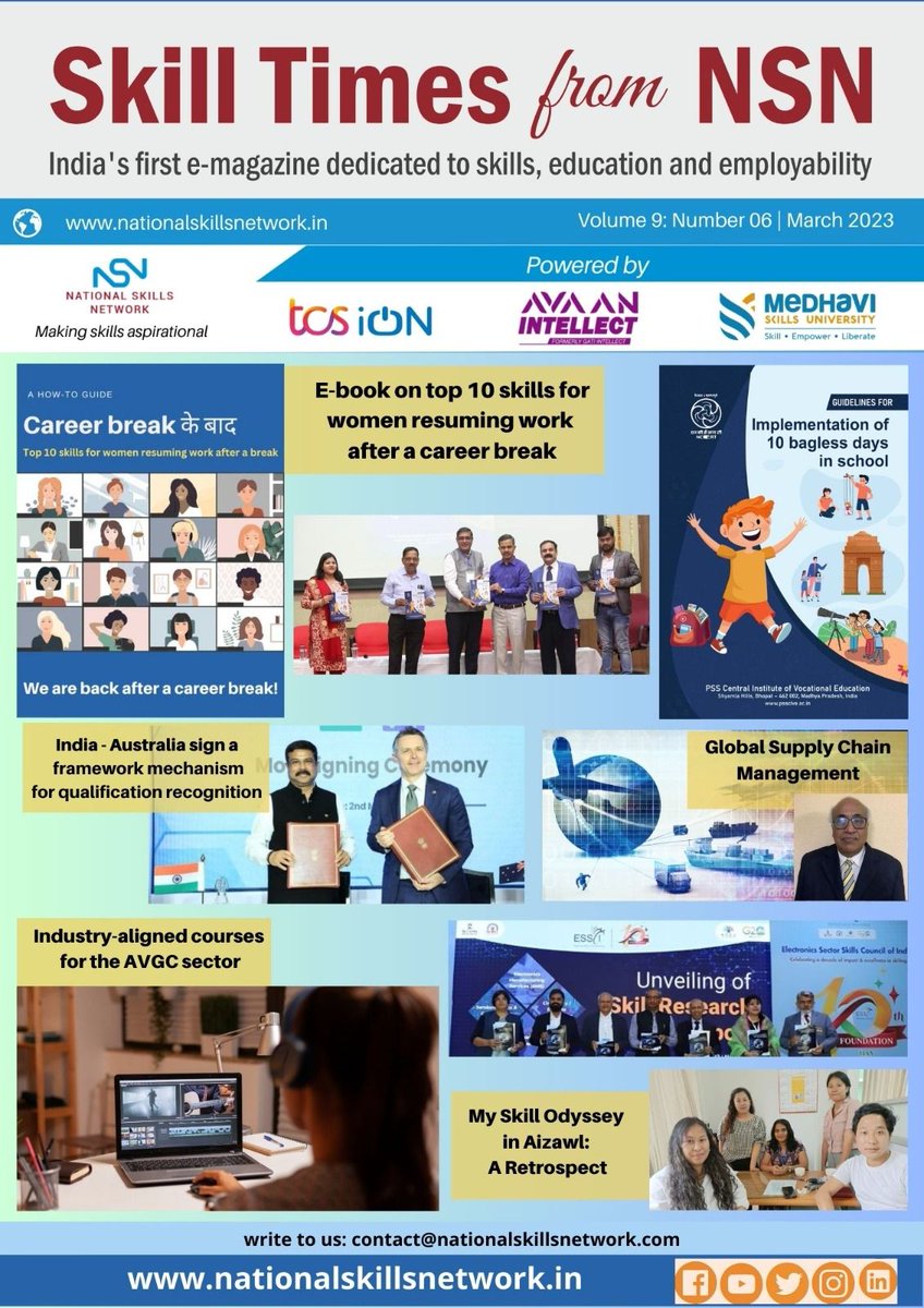 NSN_India's tweet photo. Here we go with the latest edition of our e-magazine - https://t.co/q3oy3wTj6x
#skilldevelopment #vocationaltraining #interviews #droneindustry #avgcsector
@NSDCINDIA @MSDESkillIndia @DGT_MSDE @TCS_iON @AvaanIntellect @medhaviskills @EduMinOfIndia https://t.co/TemzttWDW1