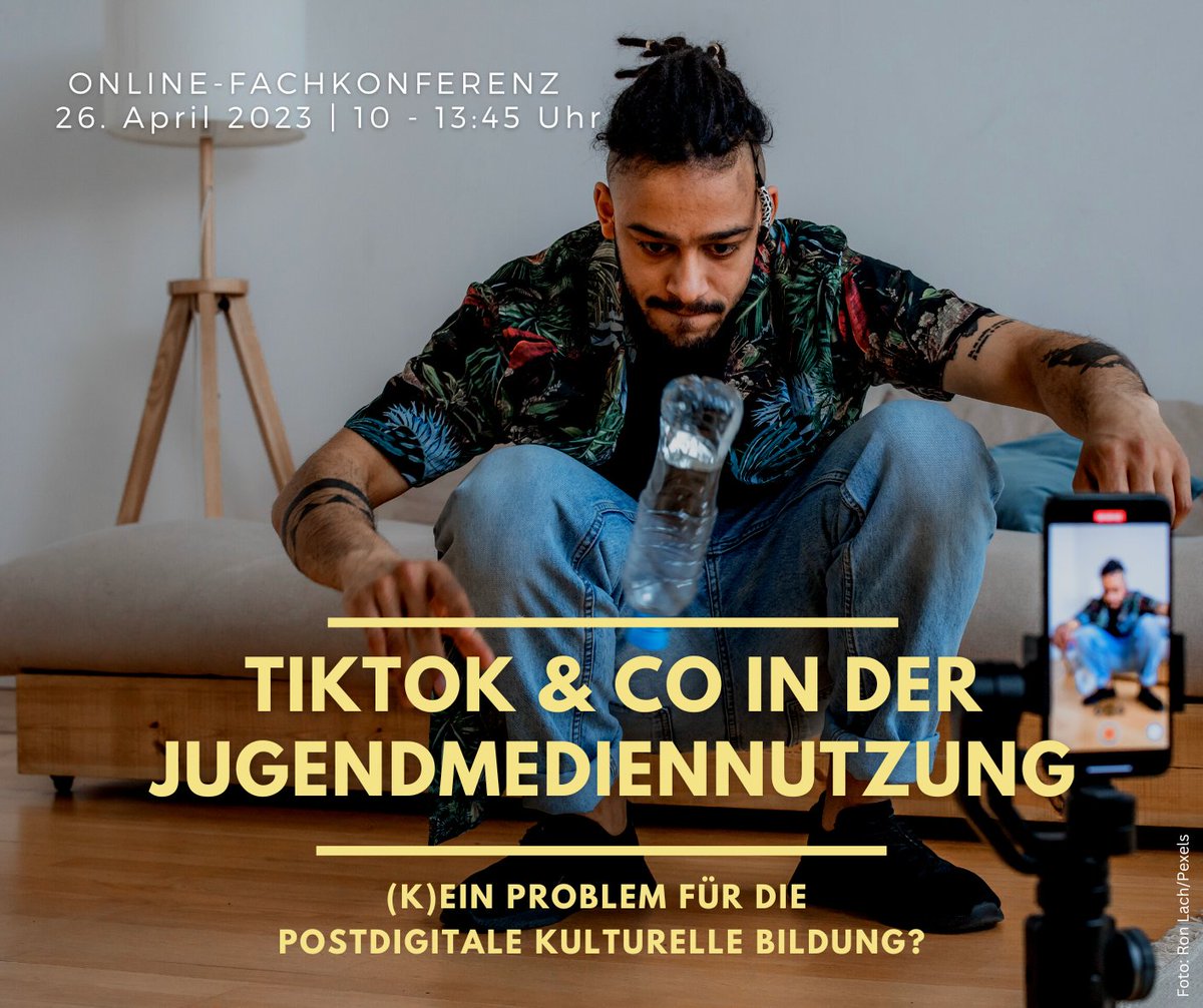 📣 Save the date! Am 26.4. findet die Online-Fachkonferenz "Tiktok &amp; Co in  der Jugendmediennutzung" statt. Erfahrt, wie Fachkräfte mit den Herausforderungen kommerzieller Anwendungen umgehen und Alternativen nutzen können. Teilnahme kostenfrei!
Anmeldung: tinyurl.com/yc4rrhnf