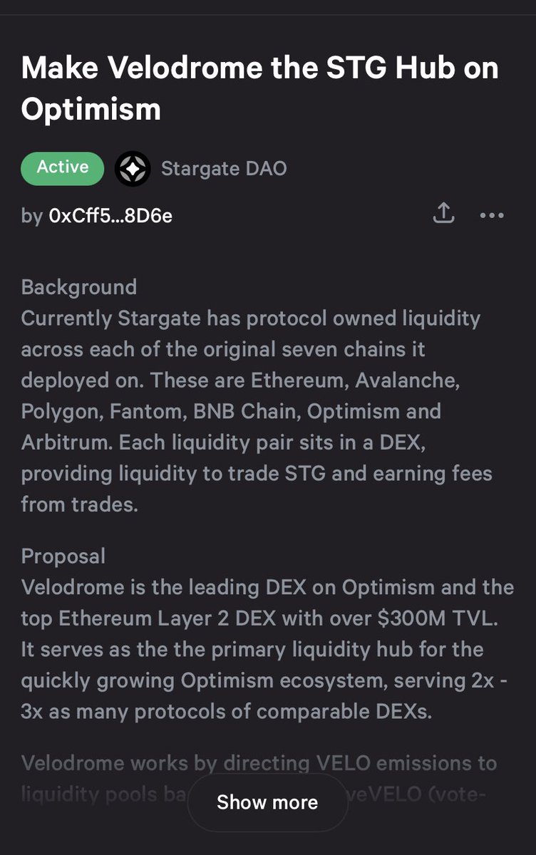 0xairdropfarmer's tweet photo. ⭐️Stargate เปิดโหวตย้าย Liquidity จาก Uniswap ไปที่ Velodrome

ใครถือ $veSTG กับ $veVELO ไปช่วยกันโหวตหน่อยครับ 👇🏻

https://t.co/ps0tevWrXj https://t.co/tBYrMUMUFd