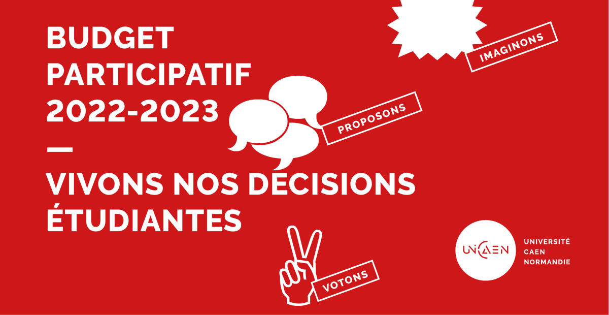 💰 #BudgetParticipatif | Étudiants, étudiantes, c’est vous qui décidez ! ⏳ Il vous reste 6 jours pour voter pour vos #projets préférés !
ℹ Toutes les infos par ici : jeparticipe.unicaen.fr/processes/budg…