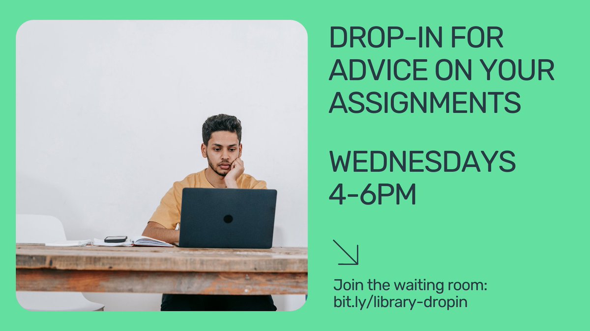Drop-in this Wednesday 4-6pm with any quick questions on your academic writing, literature searching skills or using statistics. No need to book - join the waiting room at: bit.ly/library-dropin <a href="/HallamHelp/">Hallam Help</a> <a href="/HallamHWLS/">College of Health, Wellbeing and Life Sciences</a> <a href="/HallamSSA/">College of Social Sciences and Arts</a> <a href="/HallamBTE/">College of Business, Technology and Engineering</a>