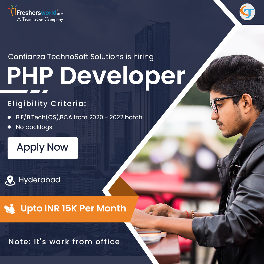 Freshersworld's tweet image. Confianza TechnoSoft Solutions is hiring for the role of PHP Developer
Interested candidates can apply here: freshersworld.com/jobs/company/cโฆ
Follow @Freshersworld
#freshersworld #php #phpjobs #phpdeveloper #hyderabadjobs #hyderabadhiring #hyderabad #freshersjobs