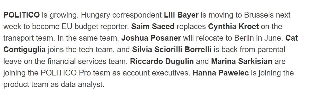 DugulinRiccardo's tweet photo. Five years ago, I was mentioned by @PoliticoRyan in the #EUInfluence as I was joining the @POLITICOEurope Account Management team. Time flies ... what a trip down memory lane seeing so many colleagues' names and POLITICO alumni in the same paragraph! https://t.co/Ye54Tb36Ao