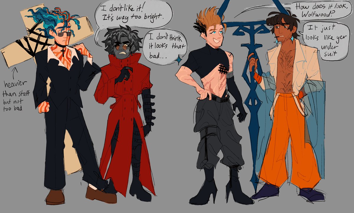 i drew my ocs space dementia and darkshines outfit swapped with vashwood