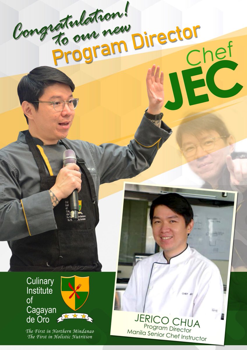 InstituteOro's tweet photo. Congratulations to our new Program Director!! Manila Senior Chef Instructor, Chef Jerico "Jec" Chua. 🤩🥳🎉🎊
 
We are blessed to have you in the team 🥰❤️

#tatakCIC https://t.co/aYc9tKiMTQ