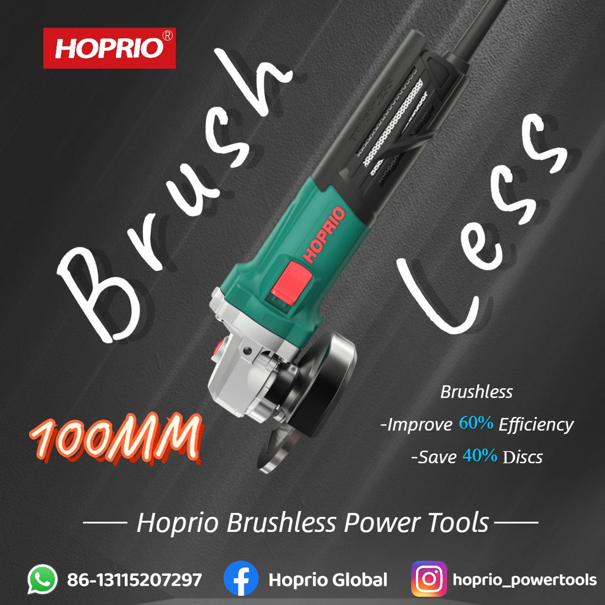 Hoprio Brushless Angle Grinder 100MM 4 Inch 

🚩Deatils:
Rated Power: 850W 
Max Power: 1000W 
Rated Speed: 12000r/min 
Spindle: M14 
Voltage: 220V-240V, 50-60Hz
#cordedtools #cordedanglegrinder #electrictools #electrictool #industrialtools #industrial  #brushlesstools #hoprio