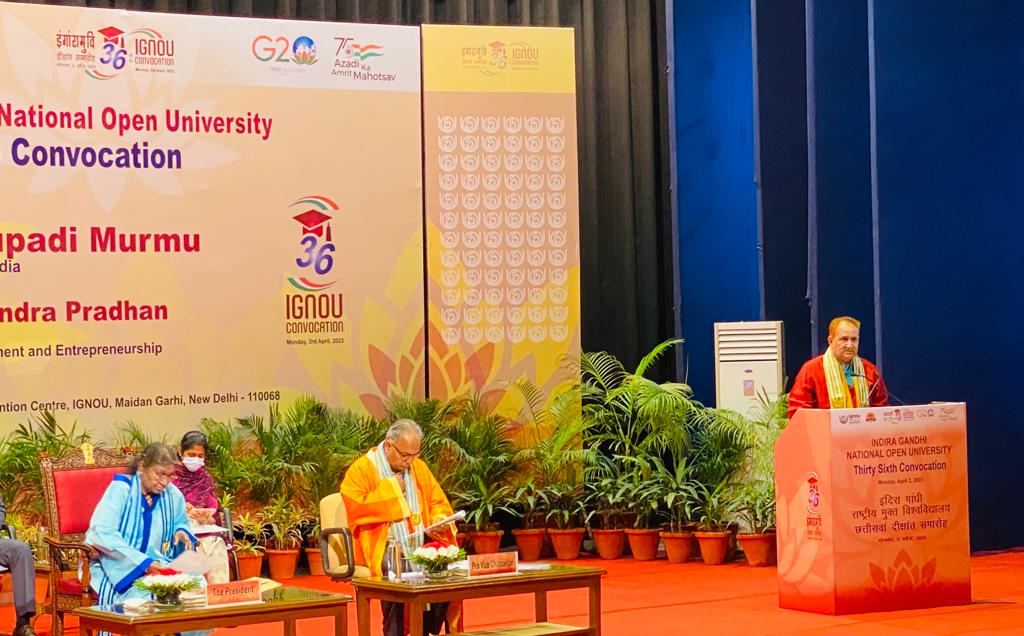 Prof. Nageshwar Rao <a href="/IgnouVc/">VC, IGNOU</a> giving the welcome address
#36ConvocationIGNOU