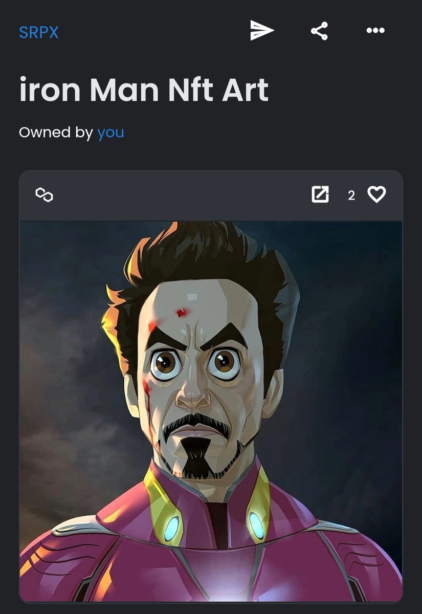 SRPX_Finance's tweet photo. Tony stark art #NFT  is on sell on our #opensea platform ❤️
#nftgallery #nftnews #contemporaryart #nftgiveaway #rarible #btc #raredi #design #abstractart #dart #pixelart #nftmagazine #cryptotrading #nonfungibletokens #digitalillustration #investing #meta #cryptopunks #nfthesearch https://t.co/6KNNAFbOwi