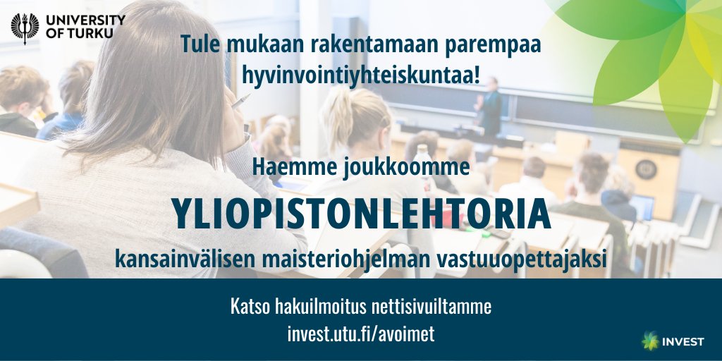 Etsimme vastuuopettajaa suunnittelemaan ja toteuttamaan uutta kansainvälistä maisteriohjelmaa 🤩 Masters Degree Programme in Public Health -ohjelma alkaa vuonna 2024.  Lue lisää ja hae paikkaa viimeistään 6.4. 👇 

#avointyöpaikka #rekry #NewWelfareState

rekry.saima.fi/certiahome/ope…