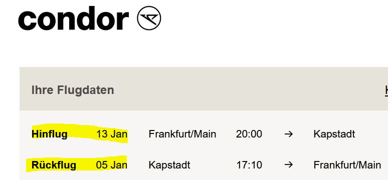 IT Failure that sets your up: Another  complete incorrect  flight information from <a href="/CondorCares/">Condor Cares</a>: In the reminder for your flight a wrong date is given. The return flight is before the outbound flight ?!?! #fail #itfail And it is the same year ;)