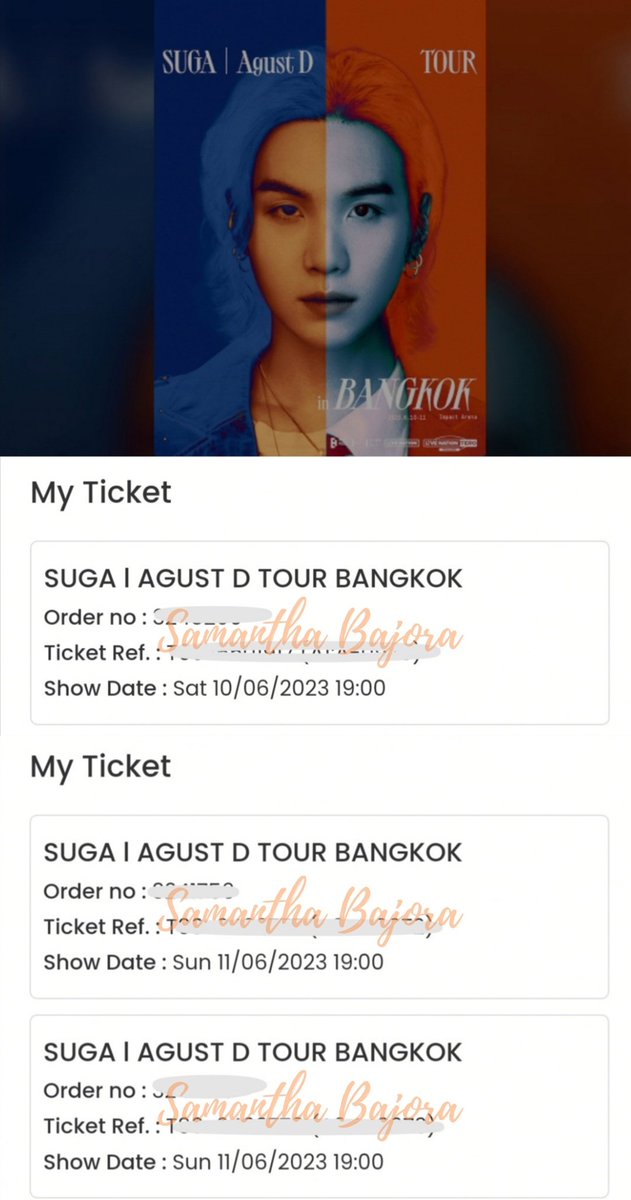 collectorscrner's tweet photo. #SugaTour Ticket Purchase Assistance 💕
— for myself, friends and assistance.
PS. Will secure again tomorrow, if anyone is willing to avail our service. Send me a DM.
#SUGA_AGUSTD_TOUR_in_SINGAPORE
#SUGA_AgustD_TOUR_in_BANGKOOK
#CCTickets
(I'm really seeing, Yoongi?!) 😭 https://t.co/JT3ON1DJbn