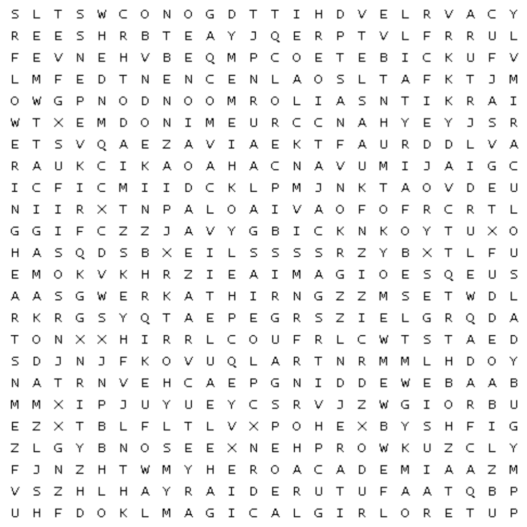 AnimeBanzai's tweet photo. Complete the word search and email your answers to weeklydrawings@animebanzai.org to enter this week's contest for a free pass to Anime Banzai 2023.

#AnimeBanzai #Anime #AnimeCon #UtahAnime #UtahAnimeCon #Contest #Win #Winner #WeeklyDrawing #WinTickets #Tickets #AnimeBanzai2023 https://t.co/FYkrs2Fx5Y