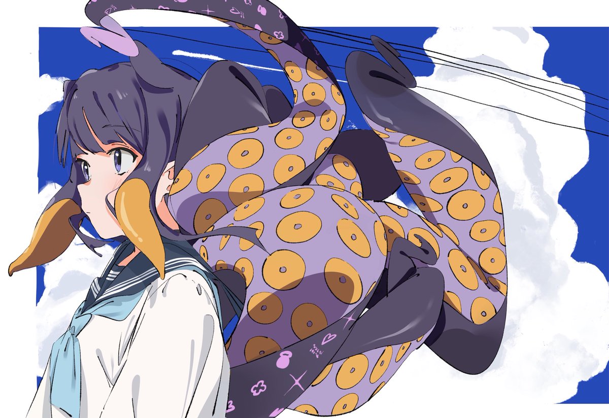 ninomae ina'nis 1girl solo tentacle hair sidelocks school uniform bangs purple hair  illustration images