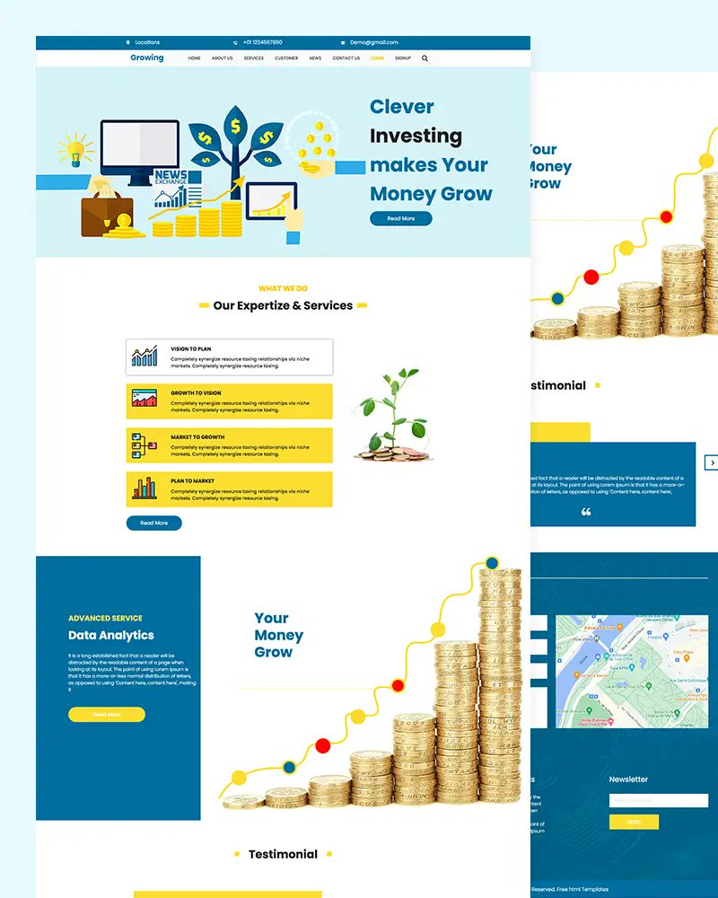 htmldotdesign's tweet image. Growing – Investing Money Website template - #investing #money #finance #webtemplate #webdesign #ui #website #websitedesign #html #websitetemplate #webdesigner #template #graphicdesign #bootstrap #webdevelopment