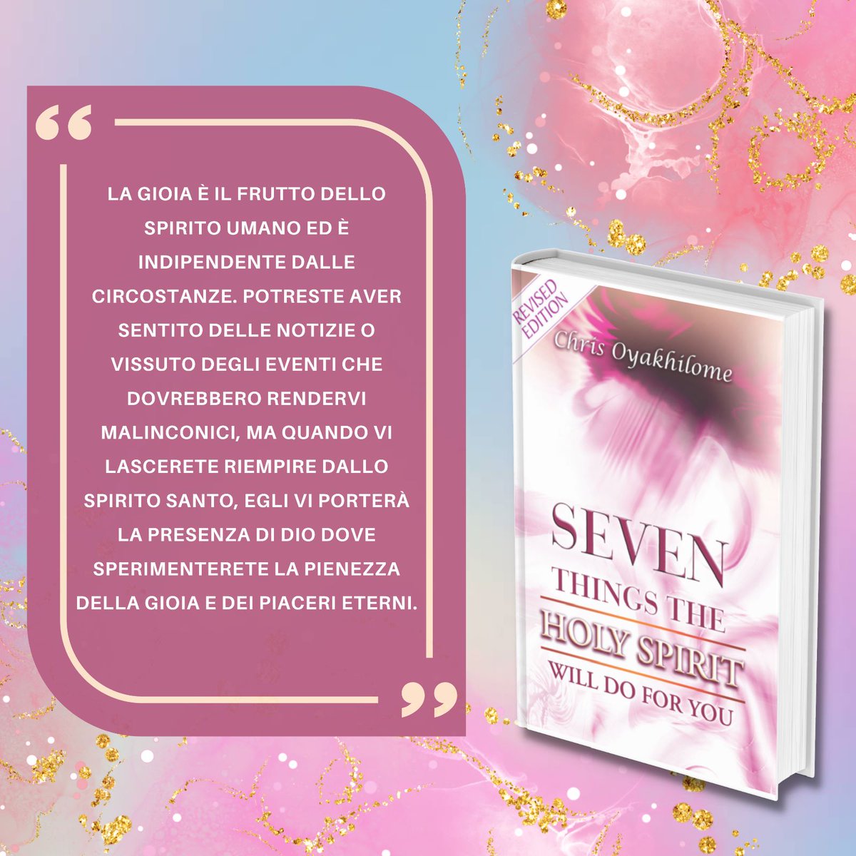 Tratto dal libro 7 COSE CHE LO SPIRITO SANTO FARA’ PER TE...📚 

7 THINGS THE HOLY SPIRIT WILL DO FOR YOU...📚

#Libro #Leggere #Book #Chrisoyakhilome #Lettura #Amoleggere #Kindle #Read #Libridaleggere #Italia #Holyspirit #Pdf #Italy #SoulWinners