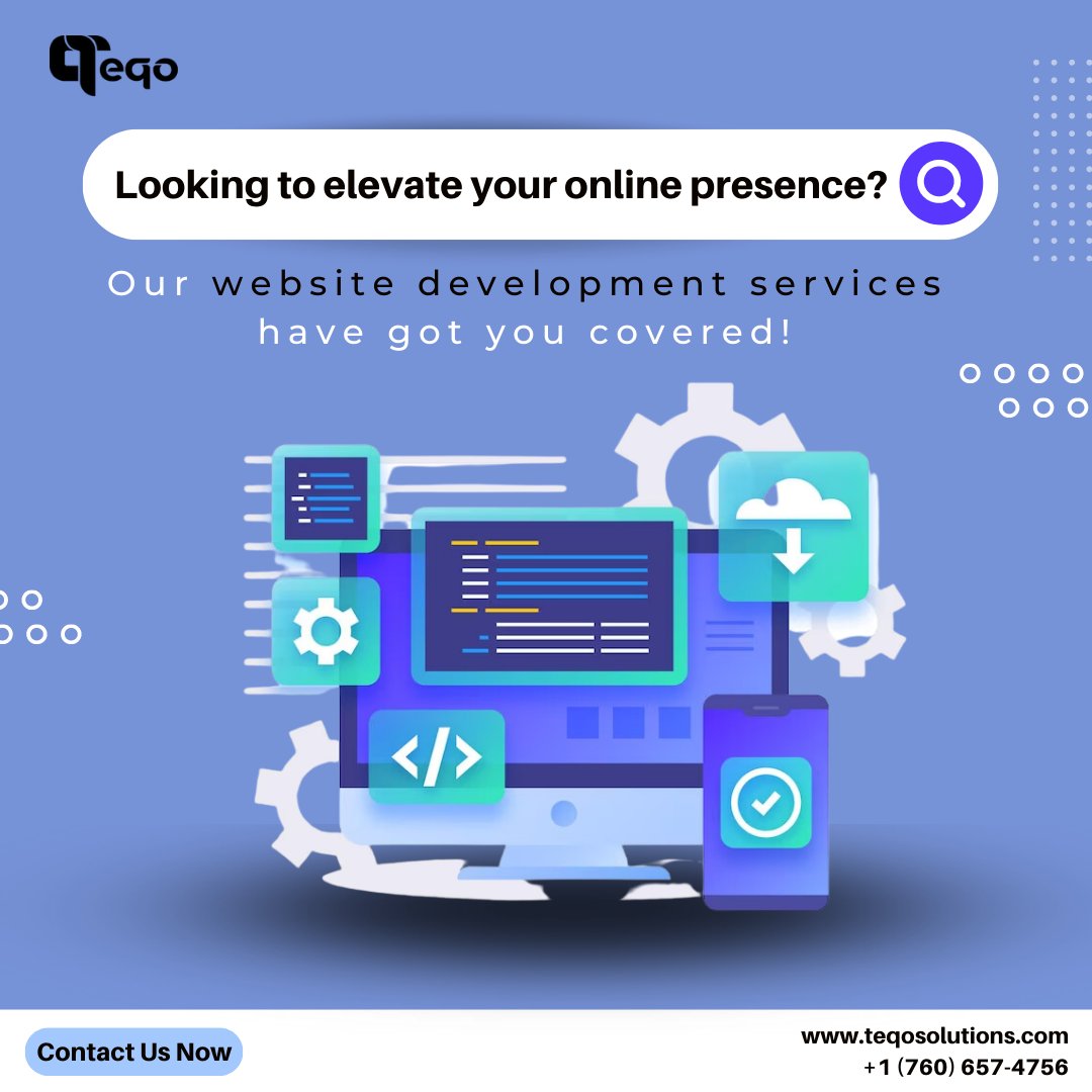 teqosolutions's tweet image. Looking to elevate your online presence?
Our 𝐰𝐞𝐛𝐬𝐢𝐭𝐞 𝐝𝐞𝐯𝐞𝐥𝐨𝐩𝐦𝐞𝐧𝐭 𝐬𝐞𝐫𝐯𝐢𝐜𝐞𝐬 have got you covered!
🌐teqosolutions.com
📞+1 7606574756
#service #developmnet #website  
#Websitedesign #websitedevelopmenttips #WebsiteDevelopmentAgency