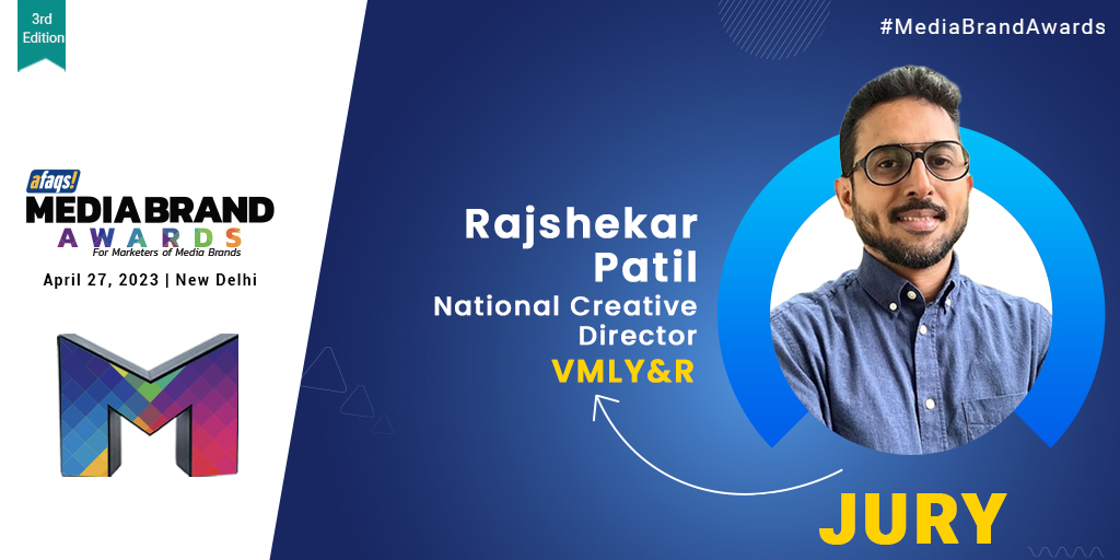 #MediaBrandAwards: We are delighted to have Rajshekar Patil from <a href="/VMLYR/">VMLY&R</a> as our juror at Media Brand Awards 2023. 🏆
Thank you for joining us!  

Know more: bit.ly/3Yds5Wk 

#Print #TV #music #OTT #Awards #media #MediaBrandAwards <a href="/afaqs/">afaqs!</a>