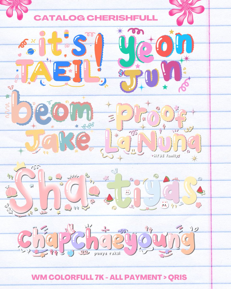 cherishfull's tweet photo. help rt/like tysm 🥹💗

hai! aku open watermark commission yess bisa req bisa custom yuu cuss dm💐 all payment yes lewat qris 😉 #zonauang #zonajajan #zonaba https://t.co/3Pj3ZPYMiq
